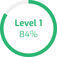 Progress bar in a circle shape, showing how much training has been completed for Level 1 training plans