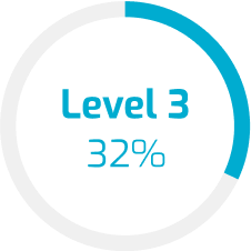 Progress bar in a circle shape, showing how much training has been completed for Level 3 training plans