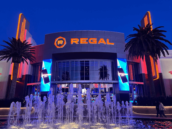 Outside of a modern Regal cinema in Irvine